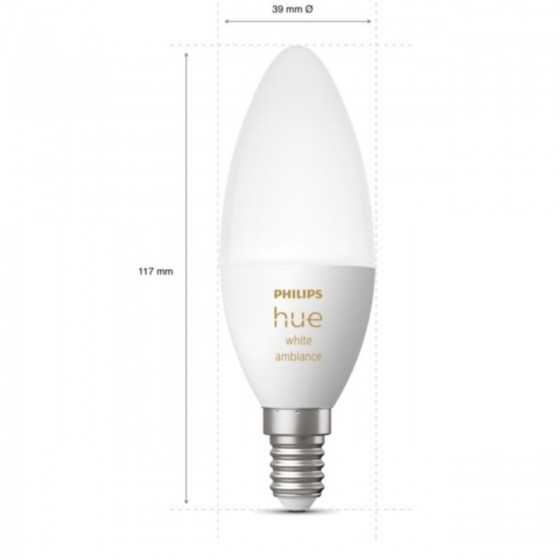 Bec LED Philips HUE White Bluetooth 5.2W(40W) E14 B39 470lm Lumina Alba Calda-Rece