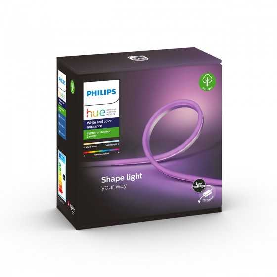 Banda LED Exterior Philips Hue LightStrip Baza 2m 20W 780lm Lumina RGB