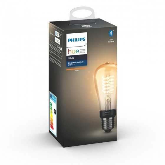 Bec LED Philips HUE Filament Bluetooth 7W(40W) E27 ST64 550lm Lumina Alba Calda