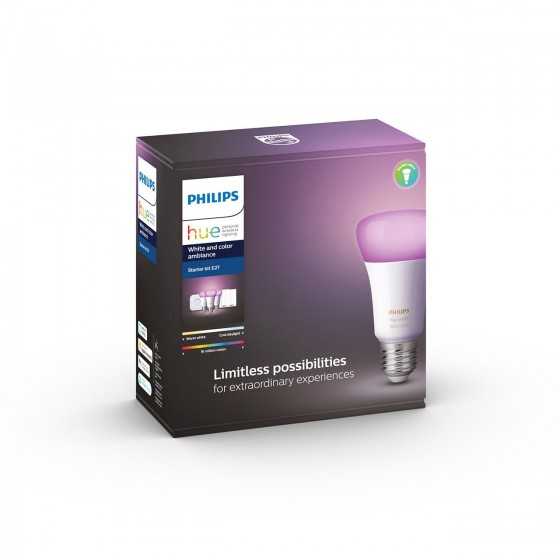 Set 3 Becuri LED Philips HUE RGB 9W(60W) E27 A19 806lm Lumina RGB + Bridge + 2 x Intrerupator dimmer