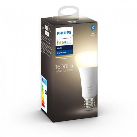 Bec LED Philips HUE Bluetooth 15.5W(100W) E27 A67 1600lm Lumina Alba Calda