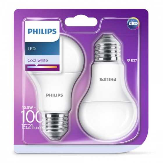 Set 2 becuri LED Philips 12.5W(100W) E27 A60 1521 lm 4000K Mat