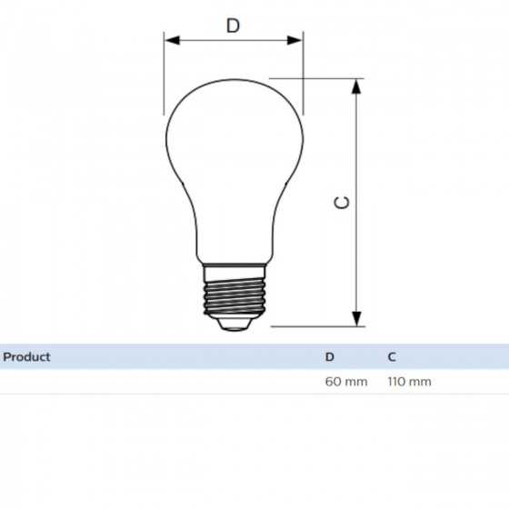 Bec LED Filament Philips 7W(60W) E27 Dimabil A60 806 lm 2000-2700K Clar