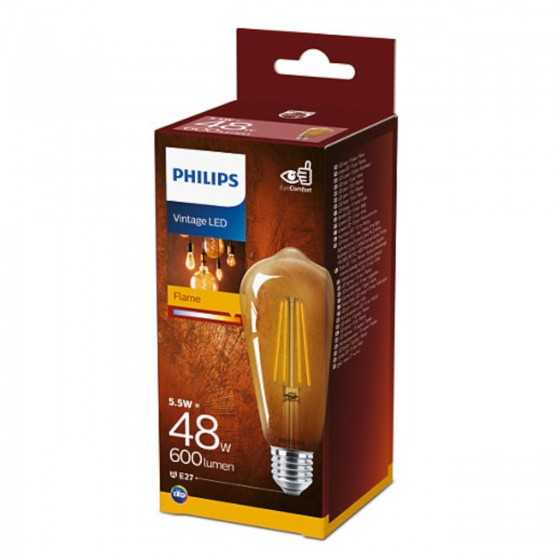 Bec LED Filament Philips 5.5W(48W) E27 ST64 600 lm 2500K Vintage Gold