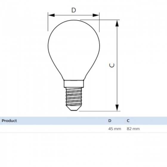Bec LED Filament Philips 4.5W(40W) E14 P45 470 lm 2700K Clar