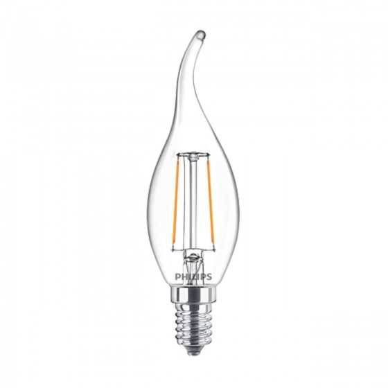 Bec LED Filament Candle Decor Philips 2W / 25W E14 BA35 250Lm 2700K