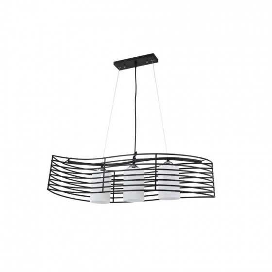Pendul Maxwell , 3x E27 X 60W , metal negru, abajur sticla alb , 38545
