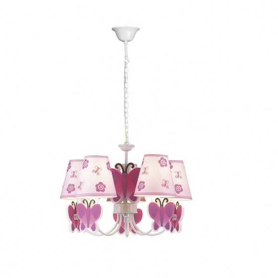 Lustra Interior Erste Pink Butterfly 5x40W Max E14 EL0029758 Roz si Alb