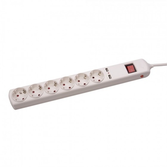 Prelungitor Inlet EL0037349 6 Prize 3 Metri 2XUSB Cu Intrerupator
