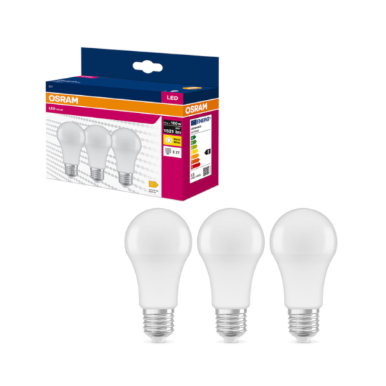 Set 3 becuri LED Osram 13W / 100W E27 A67 1521Lm 2700K